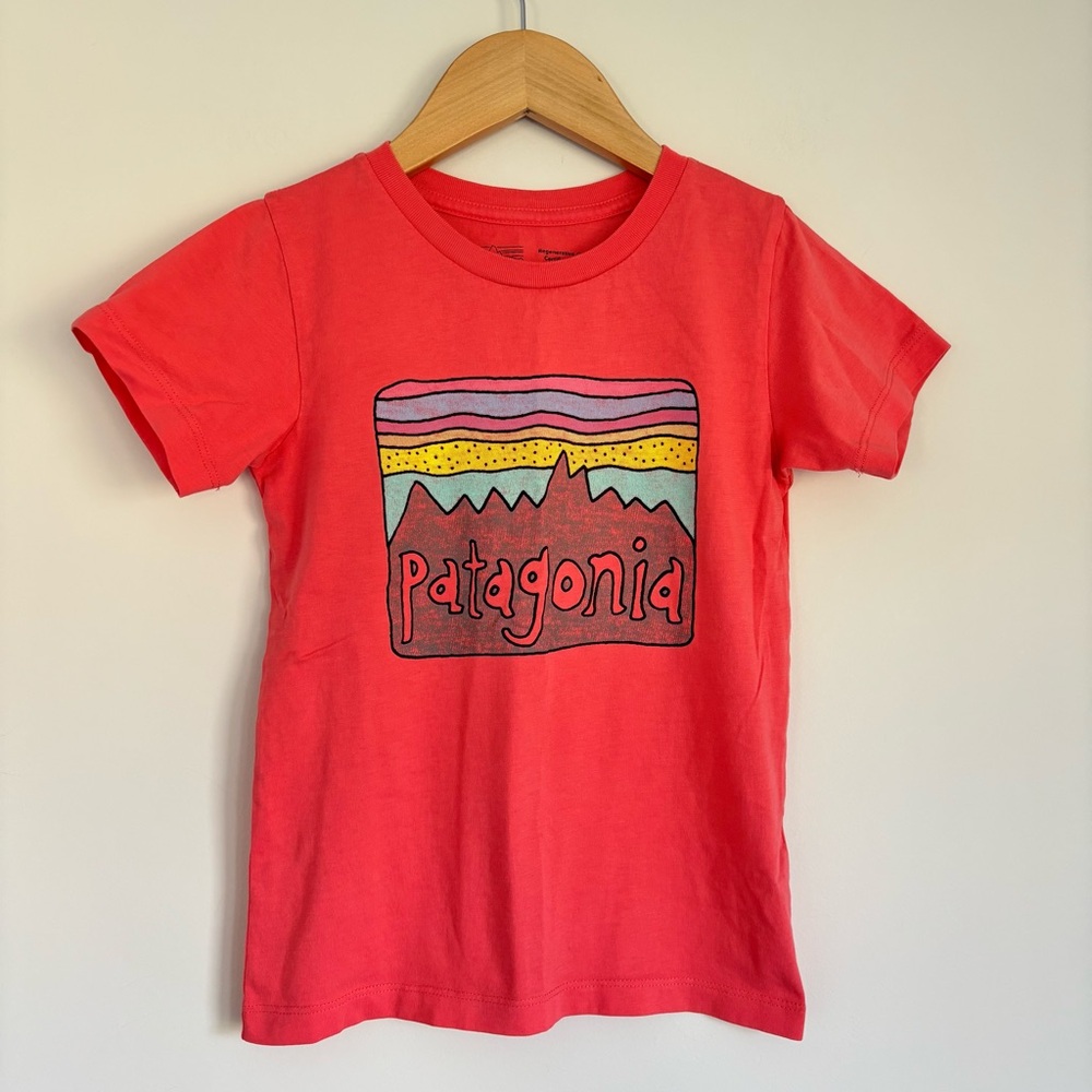 Patagonia Logo Cotton Pink Red T-Shirt 5T